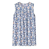 White Dresses,Women Summer Comfortable Floral Sleeveless Nightgown Pajamas Thin Loose Loose Homewear Vest Dres