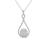 The Diamond Deal 18kt White Gold Womens Necklace Pear & Round Shape VS Diamond Pendant 1.68 Cttw (16 in, 2 in ext.)