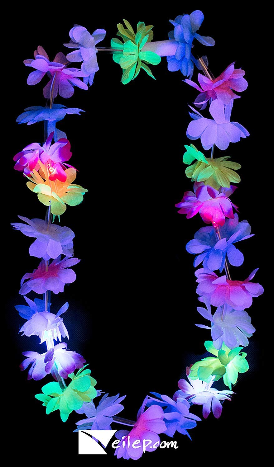 Flashing Panda LED Multi-Color Light-Up Flashing Hawaiian Lei Necklace String, Assorted Colors
