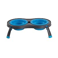 Dexas Pets Double Elevated Pet Feeder, Pro Blue, Small/1 Cup Capacity Bowls (PW1004322194)