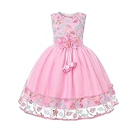 AODONG Girl Dresses Ruffle and Solid Color A line Swing Flared Belted Casual Party Dress with Zipper