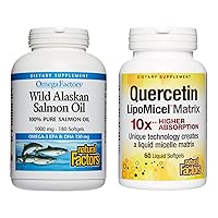 Natural Factors, Wild Alaskan Salmon Oil 1000 mg (180 Softgels) & Quercetin LipoMicel Matrix 250 mg (60 Liquid Softgels), for Heart and Immune Health