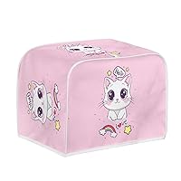 Cute Cat Rainbow Pink Pattern Toaster Covers Bread Maker Cover, Kitchen Small Appliance Covers, Microwave Toaster Oven Cover Kitchen Accessories for 2 Slice