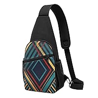 Sling Bag Crossbody for Women Fanny Pack Abstract Geometric striped Chest Bag Daypack for Hiking Travel Waist Bag