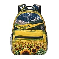 Sunflower Over The Mountains And Field Backpack Lightweight Casual Backpacksn Multipurpose Backpack With Laptop Compartmen