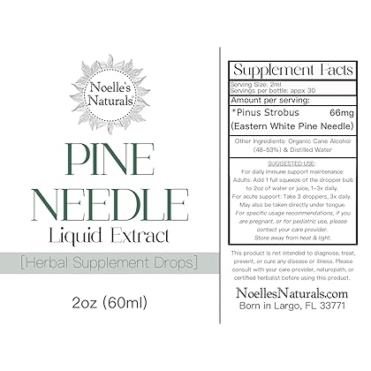 Pine Needle Extract - Made from Wildcrafted Eastern White Pine Needles - Organic Tincture - High in Shikimic Acid