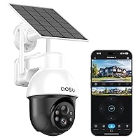 Solar Security Camera Wireless Outdoor System, 3K/5MP Battery Powered WiFi Camera for Home Security, Panoramic PTZ, Auto Tracking, Human/Vehicle Detection, Night Vision, Spotlights, 2-Way Talk