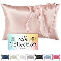 Niagara 100% Mulberry Silk Pillowcase - 30 Momme Silk Pillow case for Hair and Skin - Grade 6A Silk Pillow Cases with Zipper - Soft & Cooling Pink Silk Pillowcase Queen Size (20