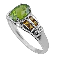 Peridot Oval Shape 2.09 Carat Natural Earth Mined Gemstone 14K White Gold Ring Unique Jewelry for Women & Men