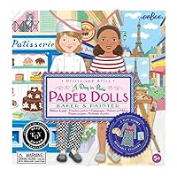 eeBoo: Baker and Painter Paper Dolls Reusable Set, Allows for Creativity and Imagination, Heavy Duty Board, for Ages 5 and up, Comes with a 2 Sided-Stand up Scene