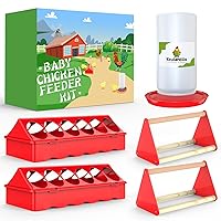 Chick Feeder and Waterer Kit - Baby Chicken Supplies with Chicks Perch, Plastic Feeder Trough and 1.2L Waterer, Chicken Starter Kit for Coop and Brooder for Small Poultry Ducks Quail