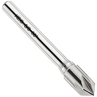 KEO 55805 Solid Carbide Single-End Countersink, Uncoated (Bright) Finish, 6 Flutes, 90 Degree Point Angle, Round Shank, 1/4