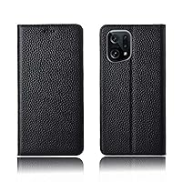 Holster Case for Oppo Find X5 Pro (2022) 6.7 Inch, Leather Lychee Pattern Magnetic Stent Function Folio Flip Cover [Card Holder],Black