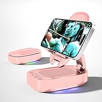 Cell Phone Stand with Wireless Bluetooth Speaker Gift for Men and Women with LED Atmosphere Light HD Surround Sound Speaker for Home,Office,Outdoor Compatible with iPhone/Samsung/iPad Tablet Pink