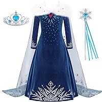 Snow Queen Princess Costumes for Girls Winter Warm Princess Dress Up for Halloween Christmas Cosplay Snow Party