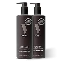 Bevel All Day Body Lotion for Men with Shea Butter and Argan Oil, Lightweight Formula Softens and Smoothes Skin, 16 Oz (Pack of 2)