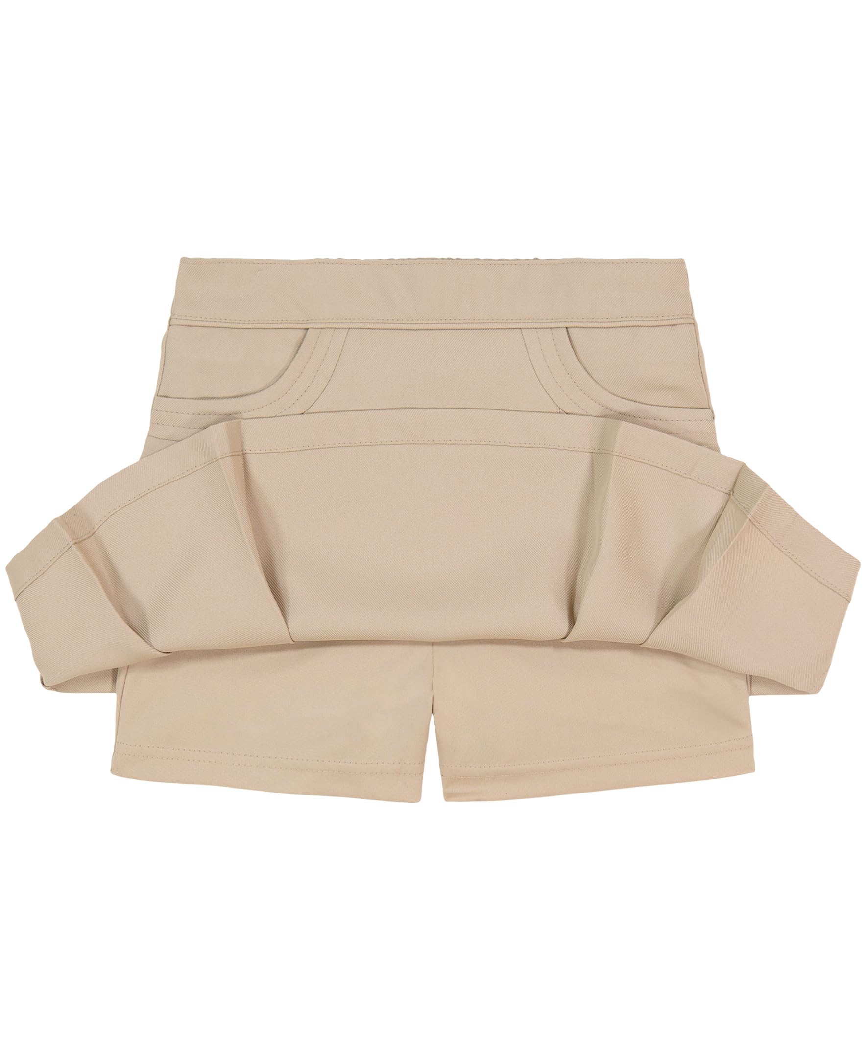 Nautica Girls' School Uniform Pleated Pull-on Scooter Skirt with Undershorts, Knit Waistband & Functional Pockets