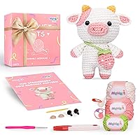 Crochet Kit for Beginners, Complete DIY Kit Animals with 40%+ Pre-Started Tape Yarn Step-by-Step Video Tutorials for Adults Kids