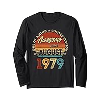 Vintage Birthday August 1979 45 Years Old 45th Gifts Men Long Sleeve T-Shirt