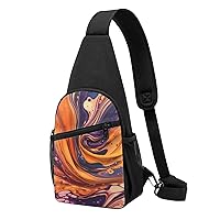 Sling Bag Crossbody for Women Fanny Pack Purple Tie-Dye Fabric Chest Bag Daypack for Hiking Travel Waist Bag