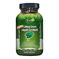 Irwin Naturals Men's Living Green Liquid-Gel Multi - 70 Essential Nutrients, Full-Spectrum Vitamins, Wholefood Blend - Targeted Adrenal & Brain Support - 120 Liquid Softgels