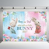 MEHOFOND Spring Easter Bunny Gender Reveal Backdrop Boy Or Girl What Will Our Little Bunny Be Pregnancy Announcement Party Supply Banner Background Pink Blue Floral Decor Photobooth Props 8x6ft