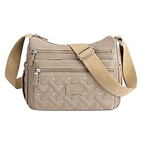 Shoulder Bags for Men Womens Multi Pocket Casual Crossbody Bag Waterproof Shoulder Canvas Shoulder Bag (Khaki, One Size)