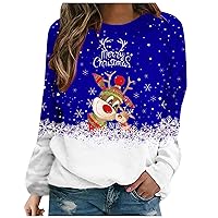 Christmas Shirt Snowflake/Reindeer/Christmas Tree Plaid Round Neck Sweaters Basic Women's Shirts