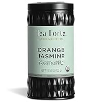 Tea Forte Orange Jasmine Organic Green Tea, Loose Tea Canister Makes 35-50 Cups, 3.53 Ounces…