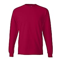 Hanes Mens Beefy-T Long-Sleeve T-Shirt Deep Red