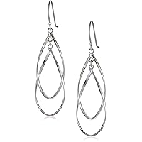 Amazon Collection Gold Plated Sterling Silver Double Elongated Oval Twist French Wire Drop Earrings