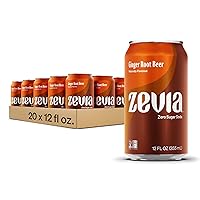 Zevia Zero Calorie Soda, Ginger Root Beer, 12 Ounce Cans (Pack of 20)