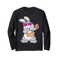 Dabbing Rabbit Happy Easter Day Cute Bunny Egg Hunt Dab Boys Long Sleeve T-Shirt