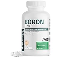 Boron 3 MG Chelated Superior Absorption Supports Bone Health Trace Mineral, Non-GMO, 250 Vegetarian Tablets
