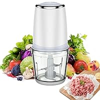 300W Food Processor with 600ML Glass Bowl, Mini Electric Food Chopper for Vegetables Meat Fruits Nuts Puree - 2 Speed Vegetable Chopper With Double S-type Sharp Blades