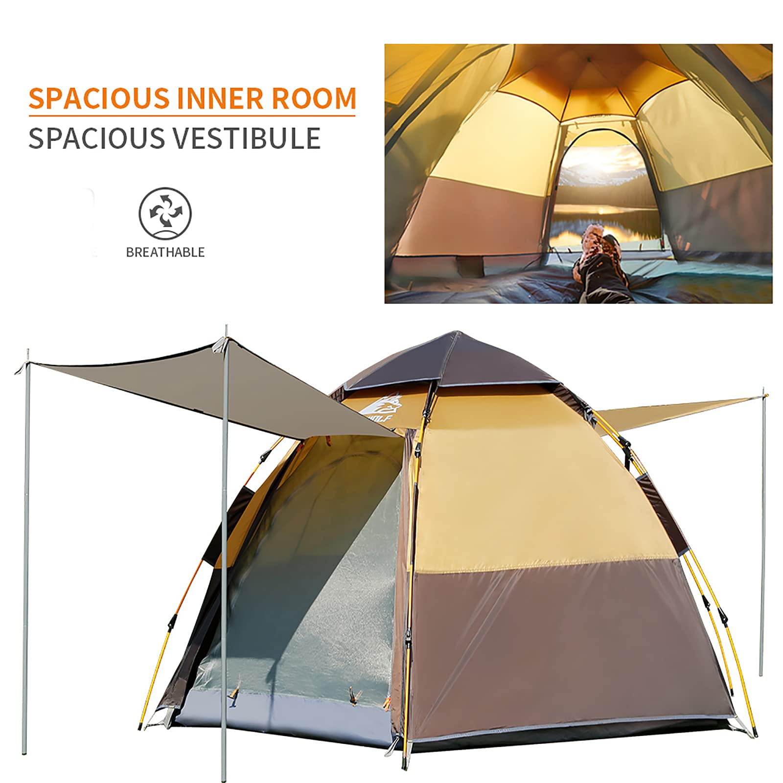 Mua Hewolf Waterproof Instant Camping Tent 2/3/4 Person Easy Quick Setup  Dome Family Tents for Camping,Double Layer Flysheet Can be Used as Pop up  Sun Shade trên Amazon Mỹ chính hãng