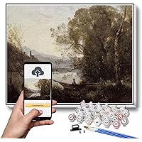 Paint by Numbers Kits for Adults and Kids Souvenir of Italy The Moored Boat Painting by Camille Corot Arts Craft for Home Wall Decor