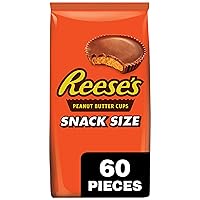 REESE'S Milk Chocolate Peanut Butter Snack Size Cups, Candy Bag, 33 oz (60 Pieces)