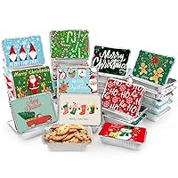 AKEROCK 50 PCS Christmas Cookie Tins with Lid, Foil Treat Containers for Holiday Gift Giving and Food Storage - Christmas Cookie Containers