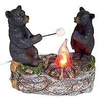 Black Bears Around a Campfire Table Top Night Light Lamp, 5 1/2 Inch