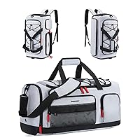 Gym Bag for Women & Men, 35L Sports Travel Duffel Bag with Shoe Compartment，Anti-Theft Carry On Weekend Bag for Airplane, Water Resistant Workout Overnight Backpack for Travel Gym,Grey