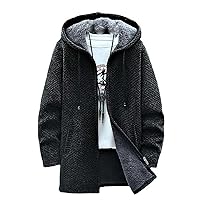 Men's Cardigan Cashmere Long Coat Sweaters Hoods Autumn Winter Warm Solid Windbreaker Sweatercoat