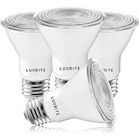 LUXRITE 4 Pack PAR20 LED Bulbs, 50W Equivalent, 3000K Soft White, Dimmable LED Spotlight Bulb, Indoor Outdoor, 7W, 500 Lumens, Wet Rated, E26 Standard Base, UL Listed