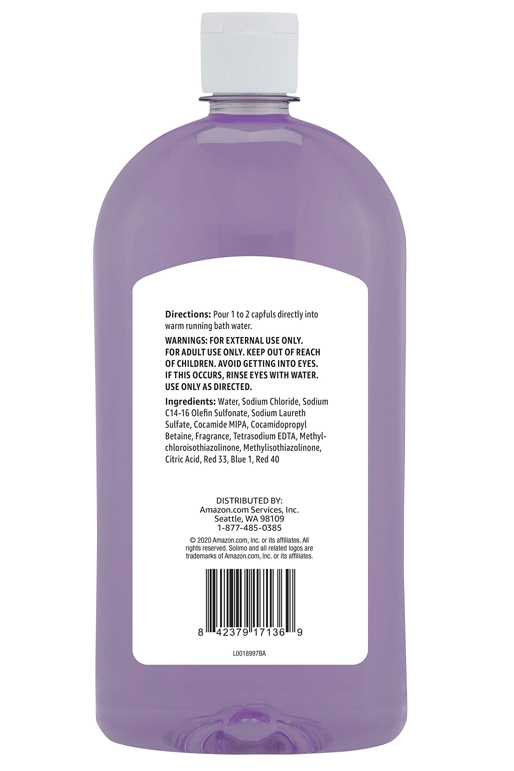Amazon Brand - Solimo Lavender Bubble Bath, 32 Fluid Ounce