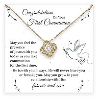Congratulations On Your First Communion Necklace Gift, First Holy Communion Gift For Your Granddaughter, Daughter, Baptism Gifts For Girls Communion Religious Jewelry With Meaningful Message Card And Box.