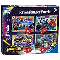 Ravensburger Batwheels 4 Puzzles in 12, 16, 20, 24 Pieces, DC Superheroes, Children's Puzzle for Age 3+ Years, 70x50cm