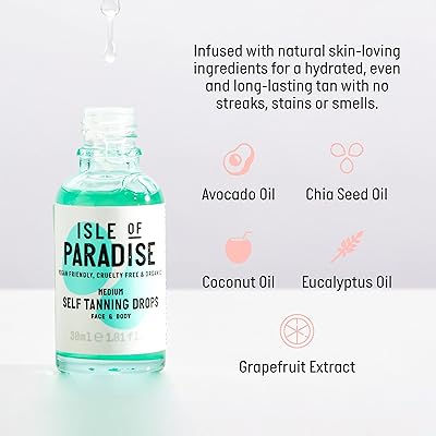 Isle of Paradise Self Tanning Drops - Color Correcting Self Tan Drops for  Gradual Glow, Vegan and Cruelty Free, 1.01 Fl Oz medium