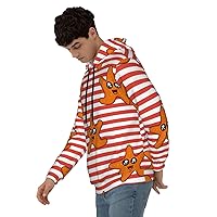 Cute Starfish Pattern Hoodie Pullover Sweatshirts Loose Cozy Pocket Long Sleeve Winter Hooded Tops