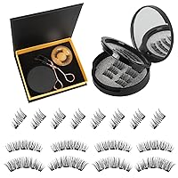 Onewly Magnetic Eyelashes, 16 Pieces Reusable Magnetic Eyelash Kit Dual Magnetic Eyelashes Dual Magnetic Lashes, Magnetic Eyelashes Natural Look