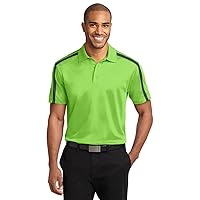 Port Authority Silk Touch Performance Colorblock Stripe Polo XL Lime/ Steel Grey